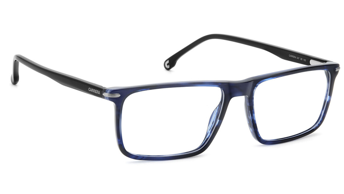 Carrera 347 38I Blue Horn Rectangular Men's Eyeglasses