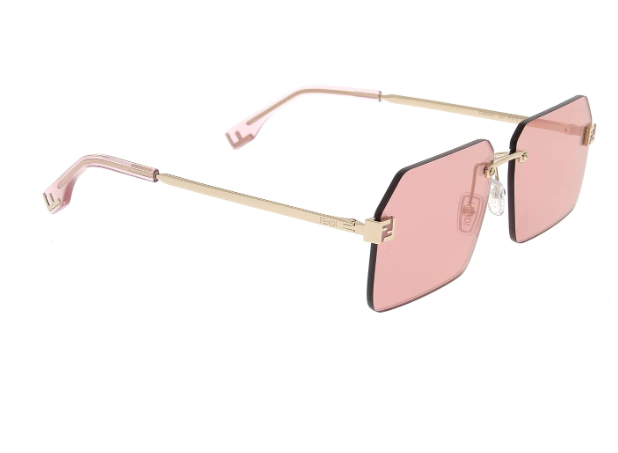 Fendi FE40043U 32U Pink-Gold/Pink Mirrored Square Women's Sunglasses