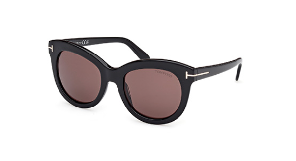 Tom Ford ODETTE FT1189 01E Shiny Black/Brown Cat-Eye Women's Sunglasses