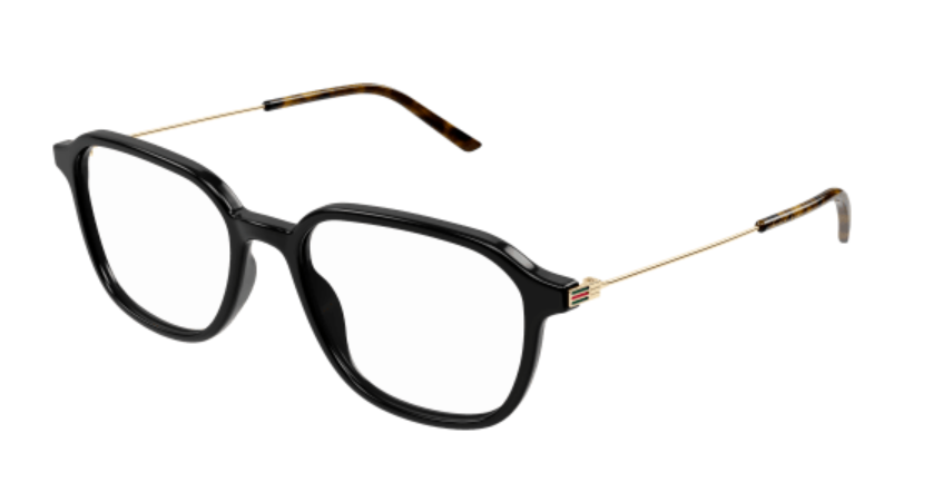 Gucci GG1576O 001 Black/Gold Square Men's Eyeglasses