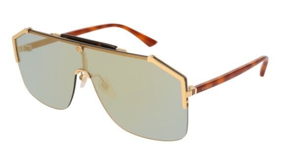 Gucci GG0291S 005 Gold/Green Mirrored Mask Men's Sunglasses