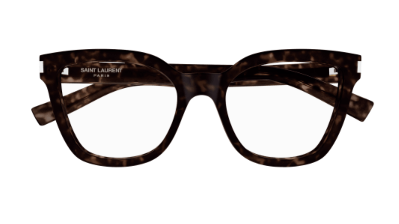 Saint Laurent SL 748 002 Havana/Crystal Wide Cat Eye Women's Eyeglasses