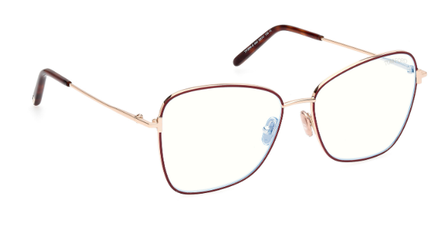 Tom Ford FT5906 046 Light Brown/Shiny Deep Gold Butterfly Women's Eyeglasses