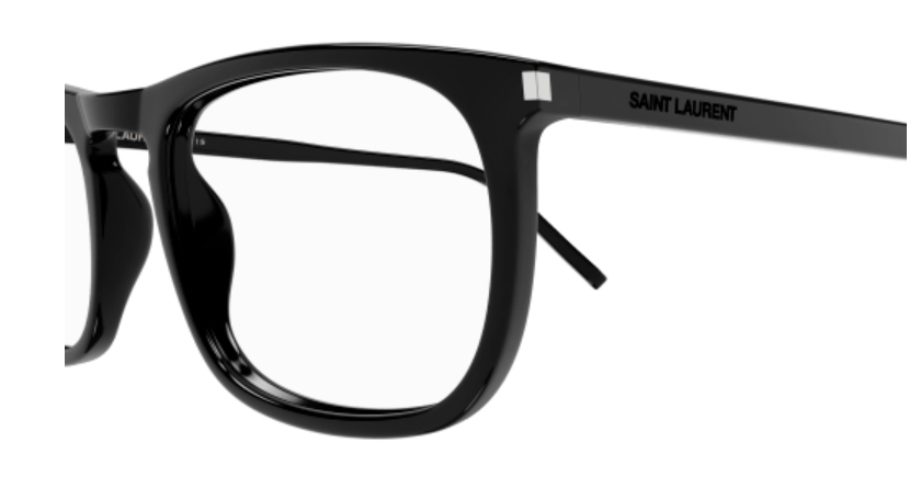 Saint Laurent SL 670 001 Black Flat Top Rectangle Men's Eyeglasses