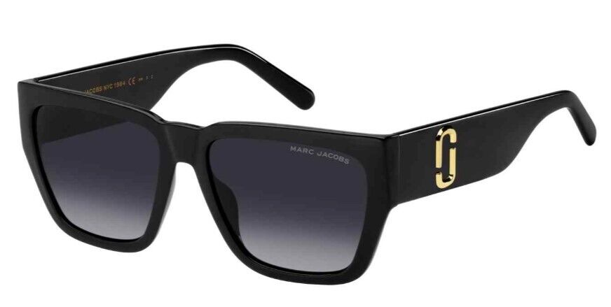 Marc Jacobs MARC-646/S 008A/WJ  Black/Grey Polarized Rectangular Sunglasses
