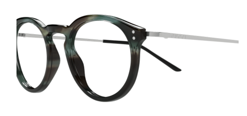 Gucci GG1710O 004 Havana/Silver Round Men's Eyeglasses