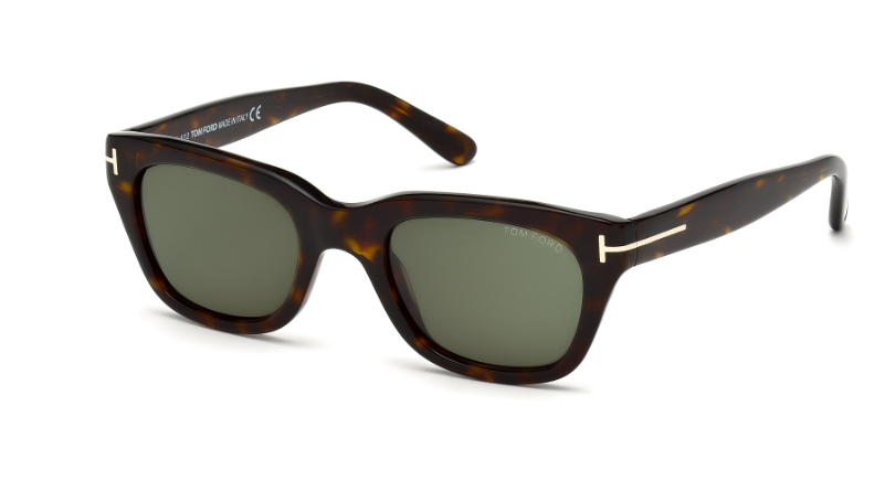 Tom Ford SNOWDON FT0237 52N Dark Havana/Green Square Men's Sunglasses