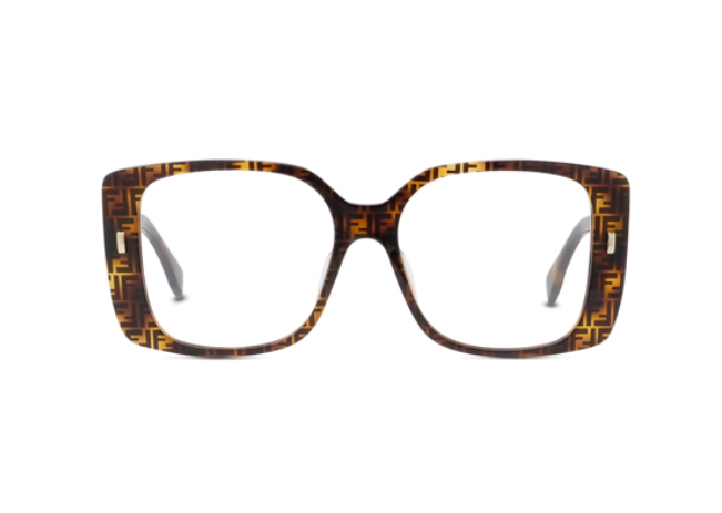 FENDI FIRST FE50019I 055 Havana Oversized Square Women's Eyeglasses