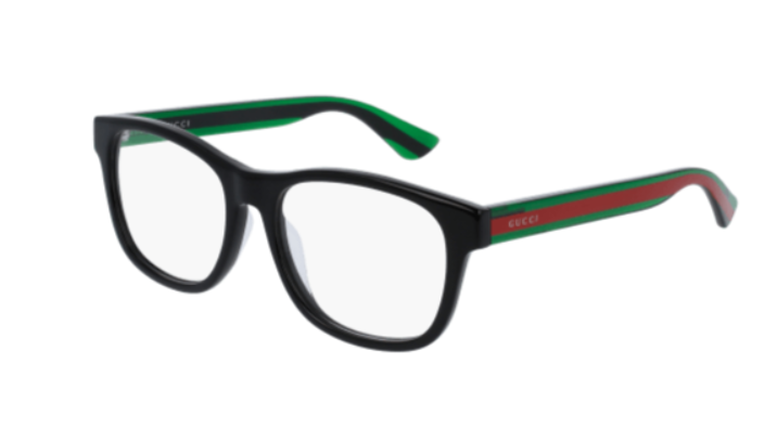 Gucci GG0004OA 002 Black Green/Red Rectangle Men's Eyeglasses