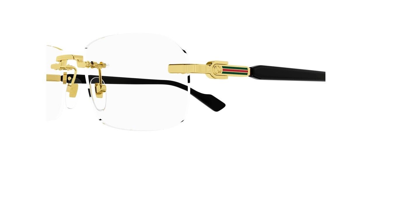 Gucci GG1221O 001 Gold-Black Rectangular Narrow Rimless Men's Eyeglasses