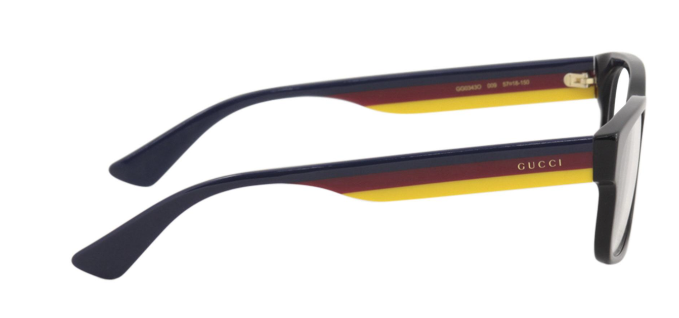 Gucci GG0343O 009 Black/Navy/Red/Yellow Rectangle Men's Eyeglasses