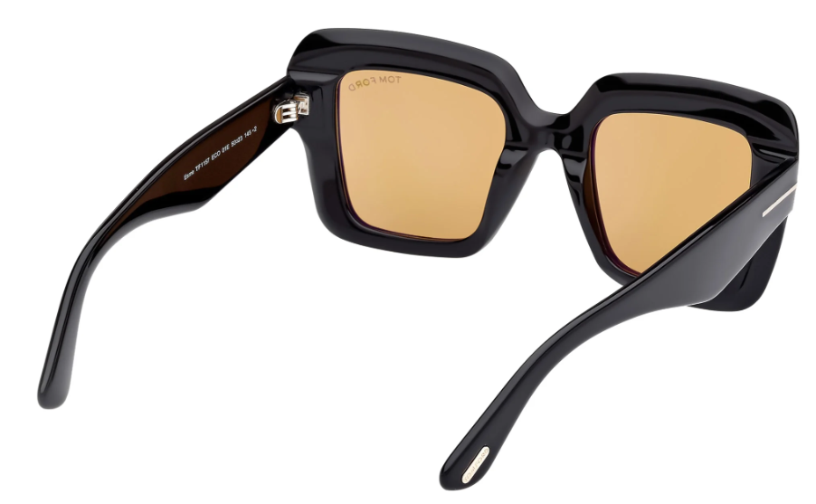 Tom Ford Esme FT1157 01E Shiny Black/Brown Square Women's Sunglasses