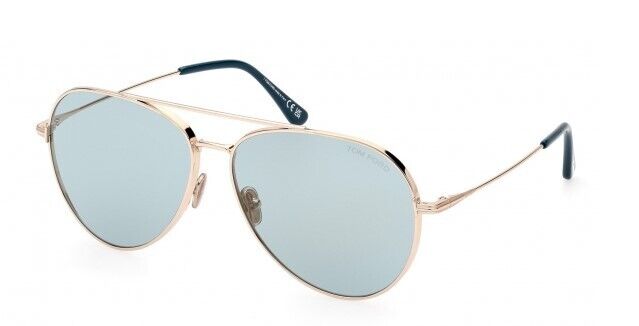 Tom Ford  FT0996 Dashel-02 28X  Shiny Pale Gold /Blue  Unisex Sunglasses