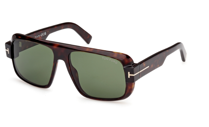 Tom Ford FT1101 Turner 52N Dark Havana/Green Square Men's Sunglasses