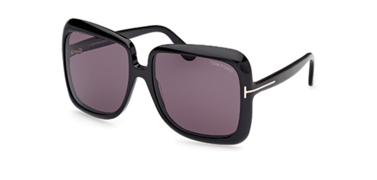 Tom Ford FT1157 01A Shiny Black/Smoke Square Women's Sunglasses