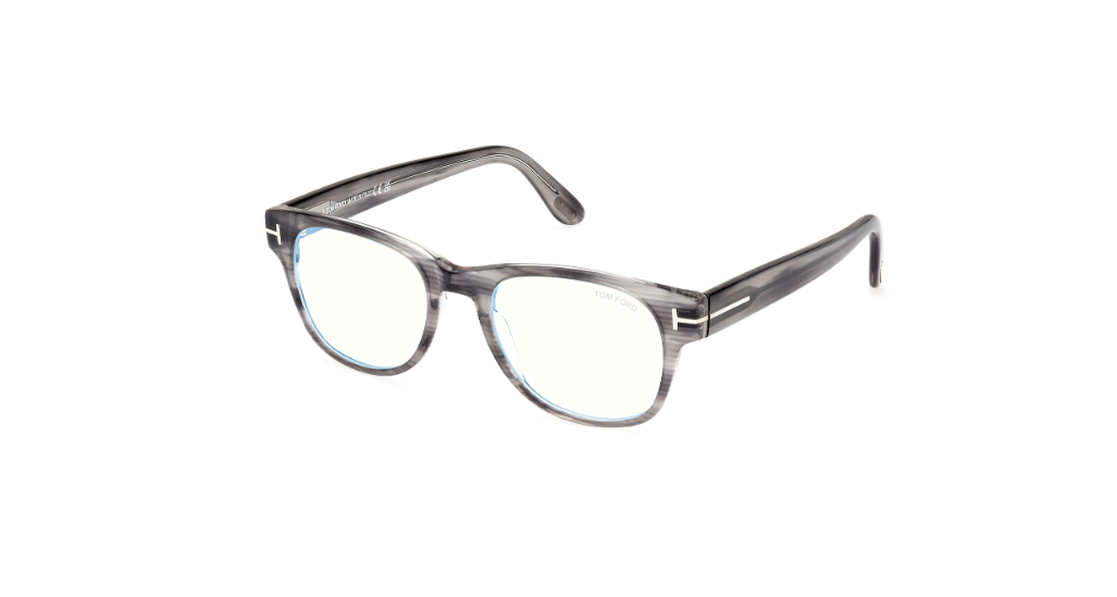 Tom Ford FT5898 020 Grey/Striped Square Men's Eyeglasses