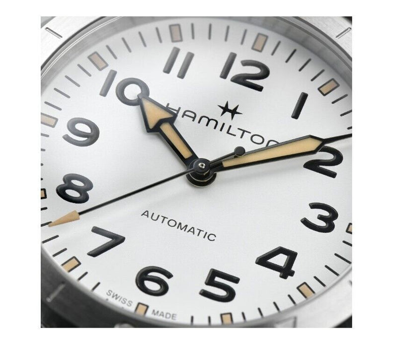 Hamilton Khaki Field Automatic White Dial Leather  Round Men's Watch H70225510