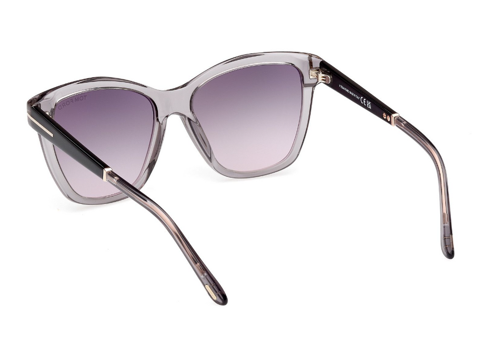 Tom Ford FT1087 Lucia 20A Transparent Shiny Grey/Smoke Gradient Sunglasses