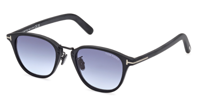 Tom Ford FT1049 D 02W Matte Black/Blue Gradient Square Men's Sunglasses