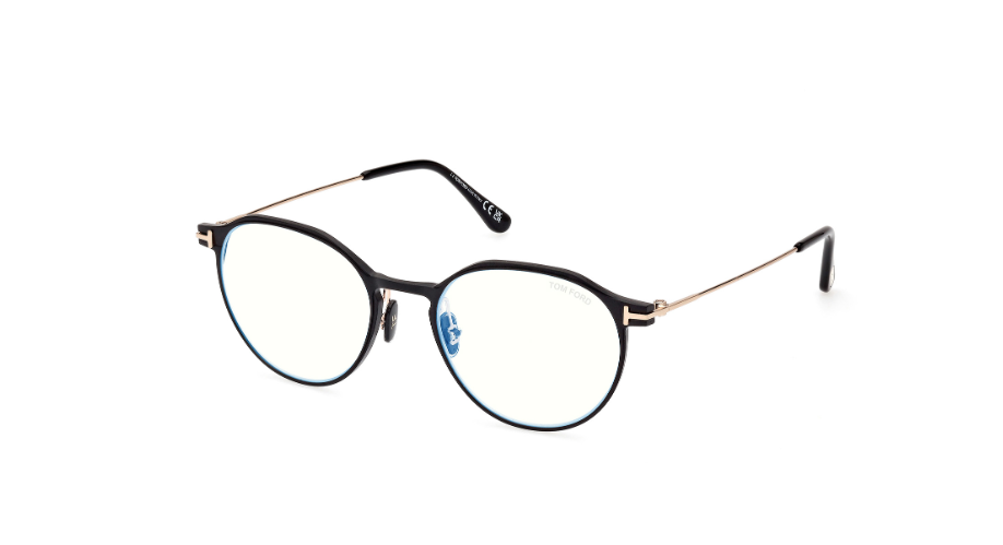 Tom Ford FT5866 002 Matte Black Round Men's Eyeglasses