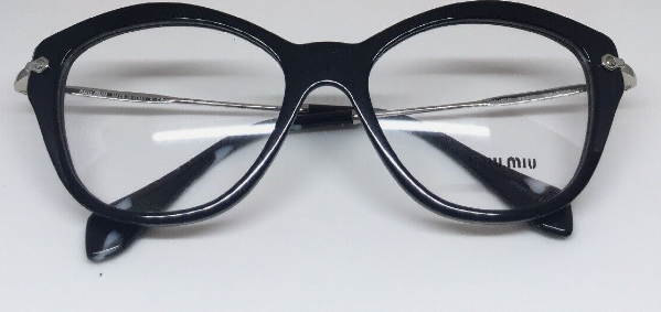 Miu Miu MU VMU 02O 1AB-101 Black-Silver Cat Eye Women's Eye glasses