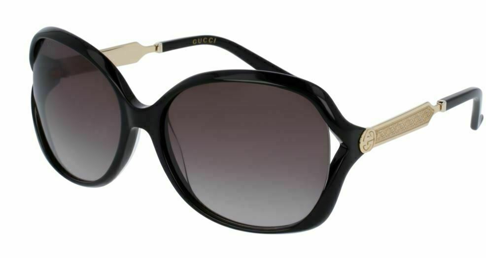 GUCCI GG0076S 002 Round Oval Black/Grey 60 mm Women's Sunglasses