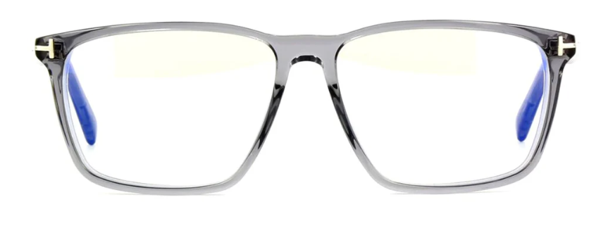 Tom Ford FT5959-B 020 Shiny Grey/Shiny Grey Square Men's Eyeglasses