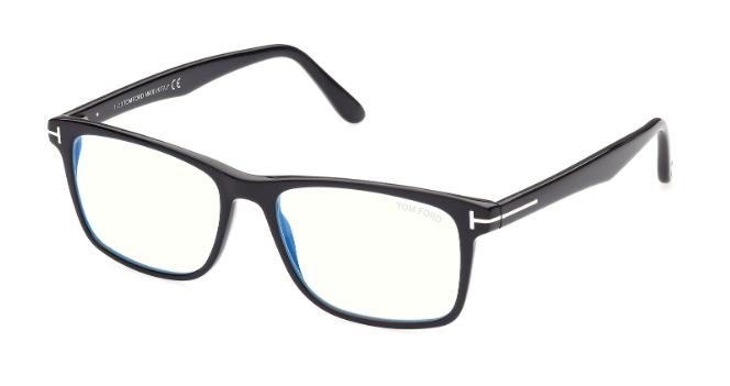 Tom Ford FT5752 B 001 Shiny Black/ Clear Square 55 mm Men's Eyeglasses