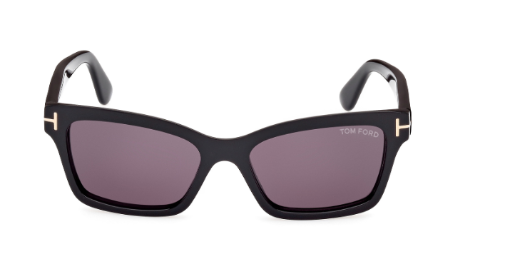 Tom Ford Mikel FT1085 01A Shiny Black/Smoke Square Women's Sunglasses