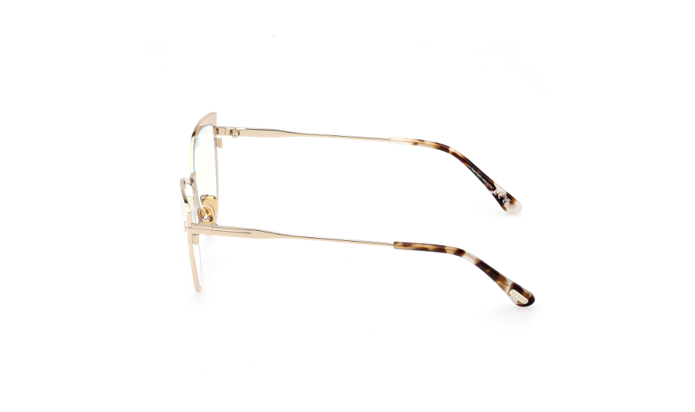 Tom Ford FT5877 025 Shiny Ivory/Blue Block Cat Eye Women's Eyeglasses