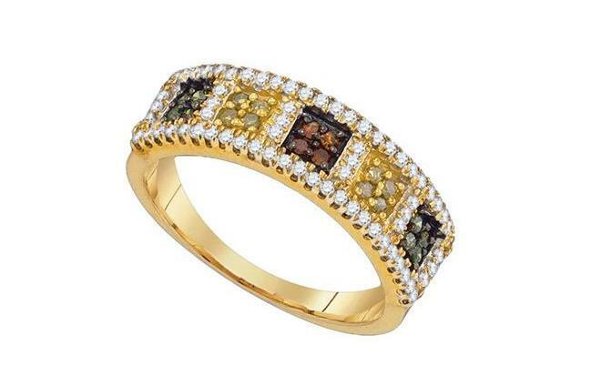 10kt Yellow Gold Yellow Diamond Womens Fashion Band Ring 1/2 Cttw