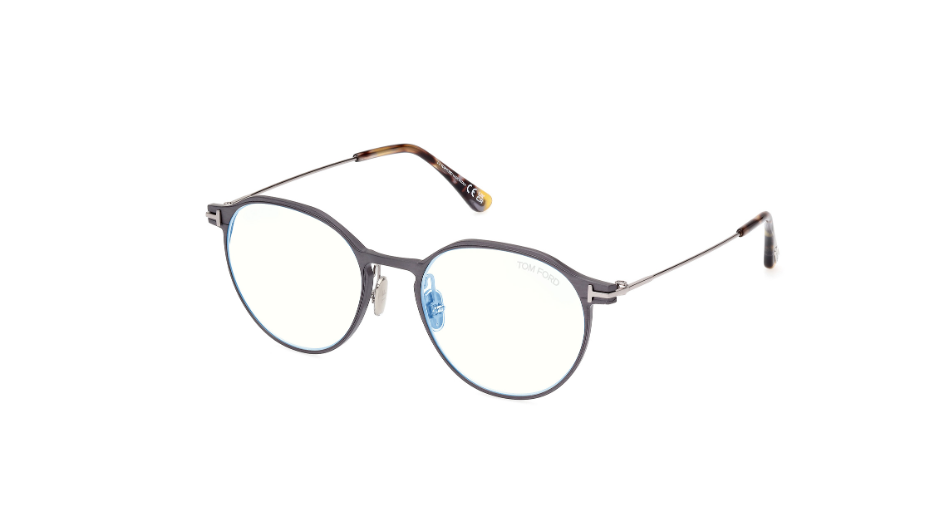 Tom Ford FT5866 013 Matte Dark Ruthenium Round Men's Eyeglasses