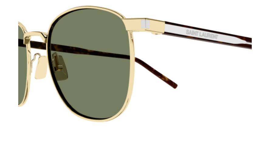 Saint Laurent SL 747 003 Gold/Crystal-Green Full Metal Round Men's Sunglasses