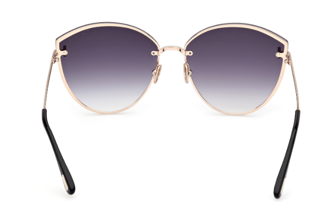 Tom Ford FT1106 28B Shiny Rose Gold  /Gradient Smoke Cat Eye Women Sunglasses