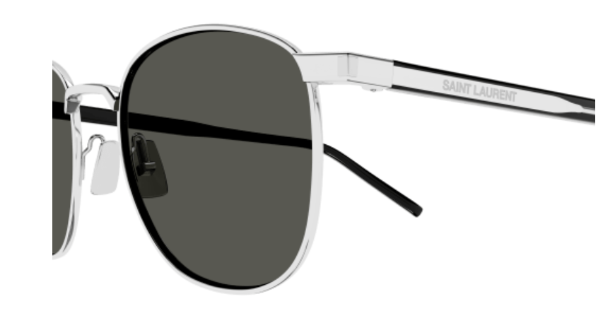 Saint Laurent SL 747 002 Silver/Crystal-Grey Full Metal Round Men's Sunglasses