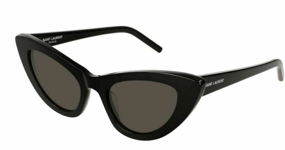 SAINT LAURENT YSL 213 Lily 001 Cat Eye Black Shiny Grey Women's Sunglasses