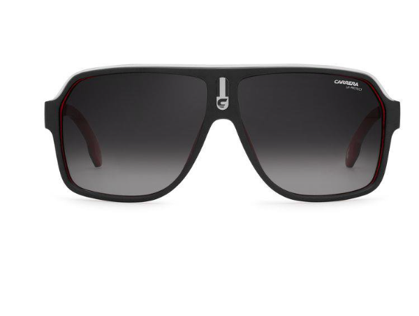 Carrera 1001/S 0BLX/9O Matte Black Red/ Dark Gray Shaded Square Men's Sunglasses