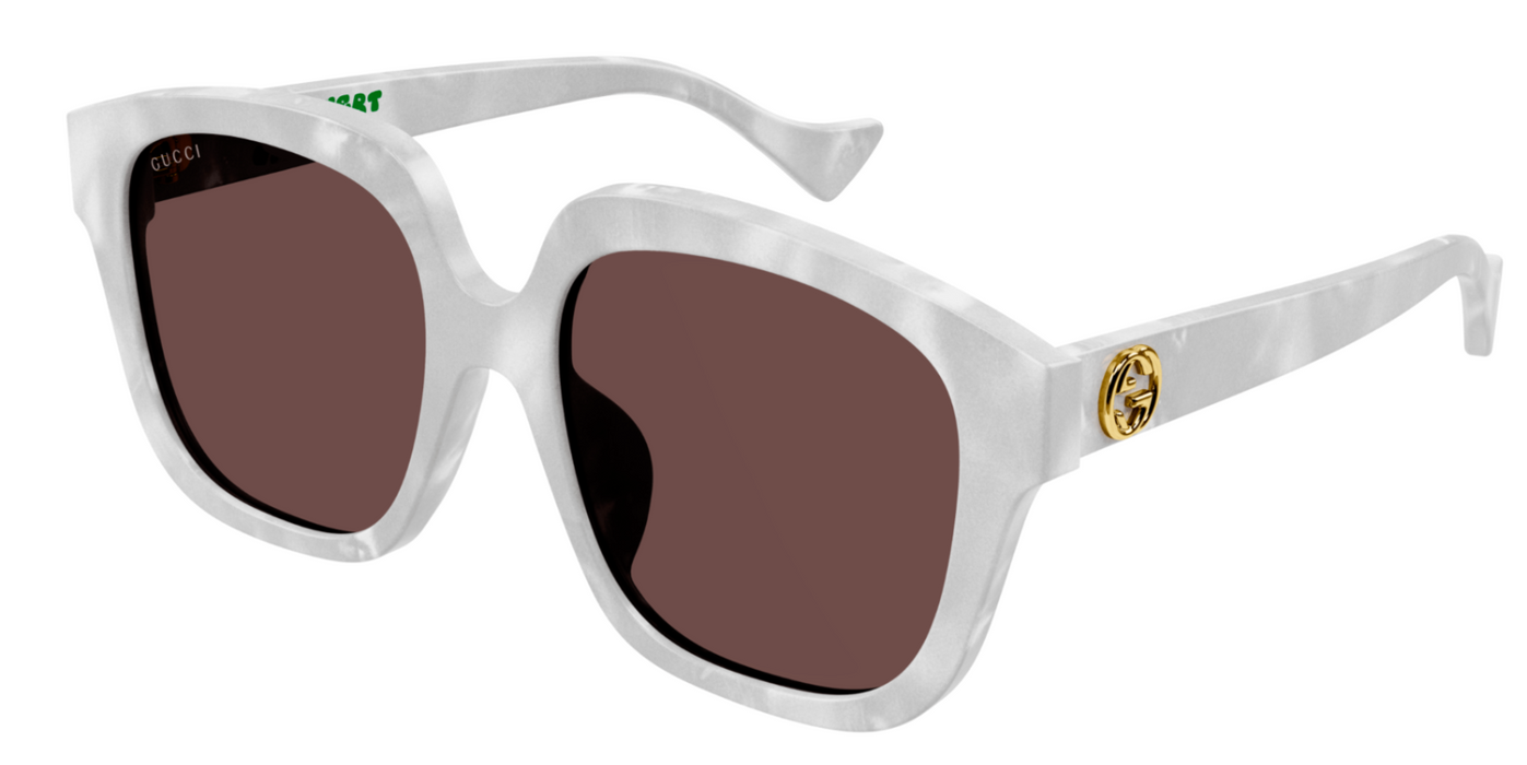 GUCCI GG1376SA 001 White/Brown Rectangular Women's Sunglasses