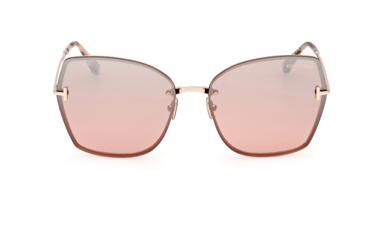 Tom Ford NICKIE 02 FT1107 28U Shiny Rose Gold /Mirror Cat Eye Women Sunglasses