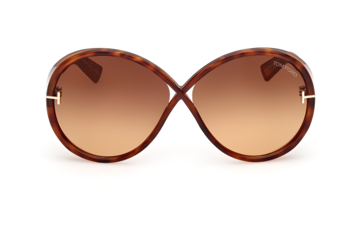 Tom Ford EDIE-02 FT1116 53F Blonde Havana/Brown Oval Women's Sunglasses