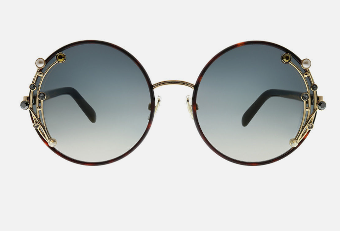 Jimmy Choo Gema/S 086 FQ Dark Havana/Grey Gold Round Mirrored Women's Sunglasses