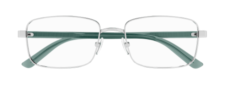 Gucci GG1586O 006 Silver/Green Rectangular Men's Eyeglasses