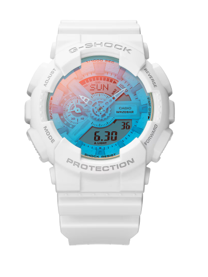 Casio G-Shock Analog Digital GA-110 Series White/Amber Dial Watch GA110TL-7A