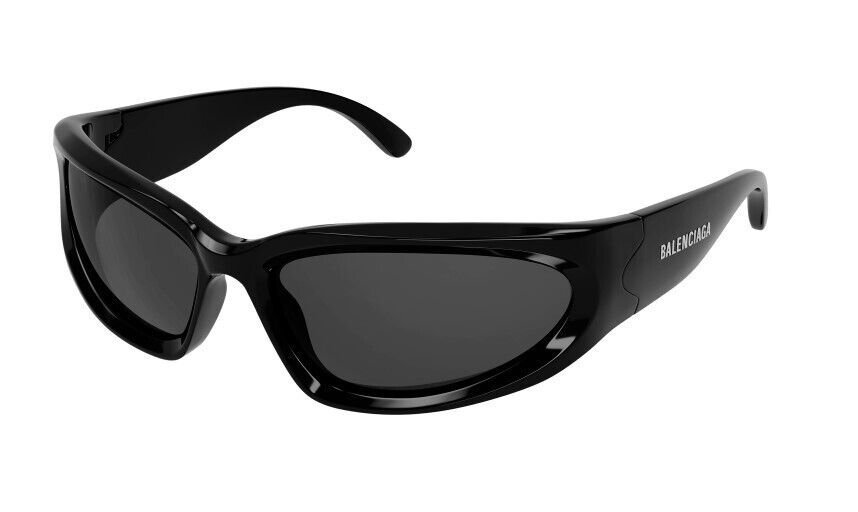 Balenciaga BB0157S-001 Black/Grey Oval Men's  Sunglasses