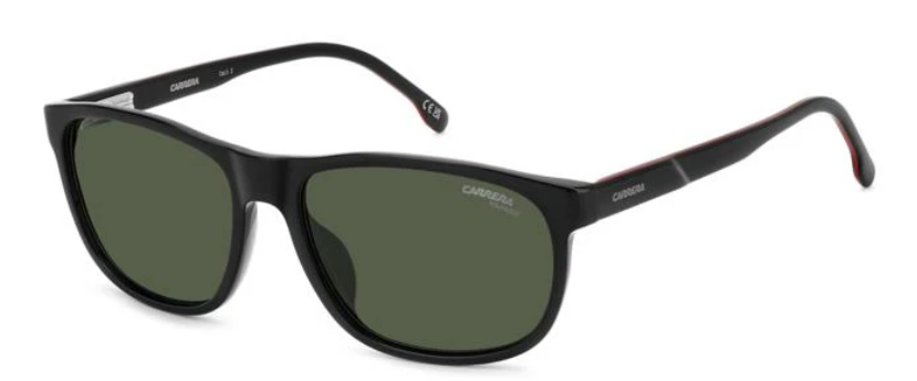 Carrera C FLEX 08/G/S 807 Black/Green Polarized Rectangle Men's Sunglasses