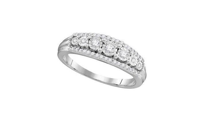 10kt White Gold Diamond Womens Triple Row Band Ring 1/4 Cttw