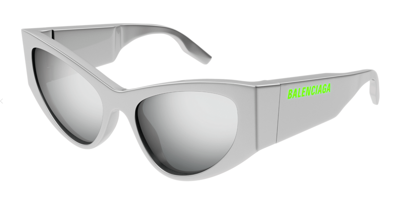 Balenciaga BB0300S-002 Silver Cat Eye Oversized Women's Sunglasses