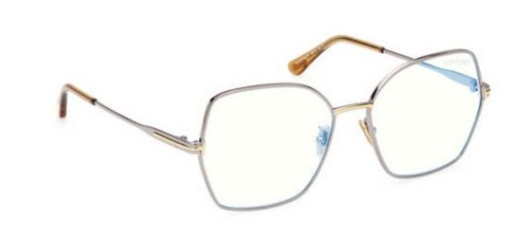 Tom Ford FT5876-B 014 Shiny Light Ruthenium/Blue Block Women's Eyeglasses