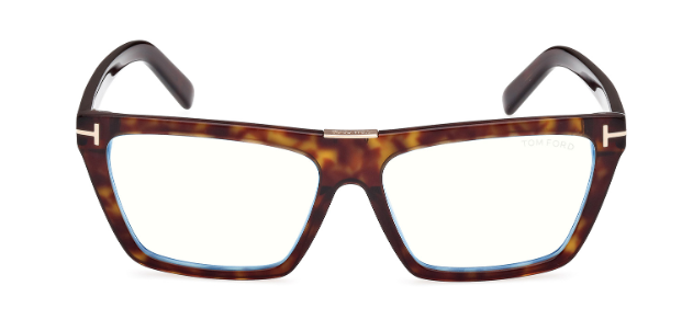 Tom Ford FT5912 052 Dark Havana / Shiny Dark Brown Square Women's Eyeglasses