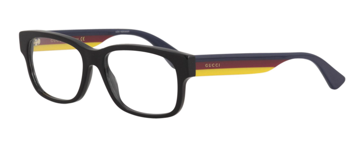 Gucci GG0343O 009 Black/Navy/Red/Yellow Rectangle Men's Eyeglasses